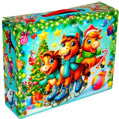 Детский новогодний подарок в картонной упаковке весом 1000 грамм