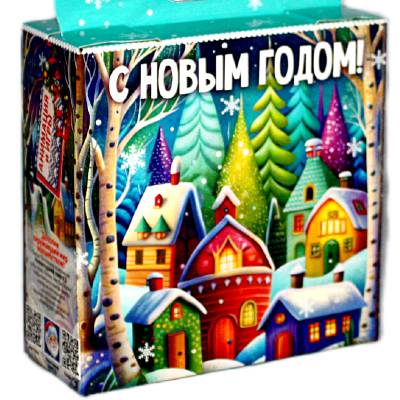 Сладкий новогодний подарок в картонной упаковке весом 650 грамм