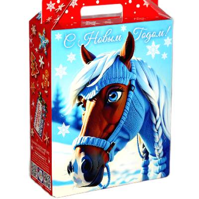 Сладкий новогодний подарок в картонной упаковке весом 950 грамм