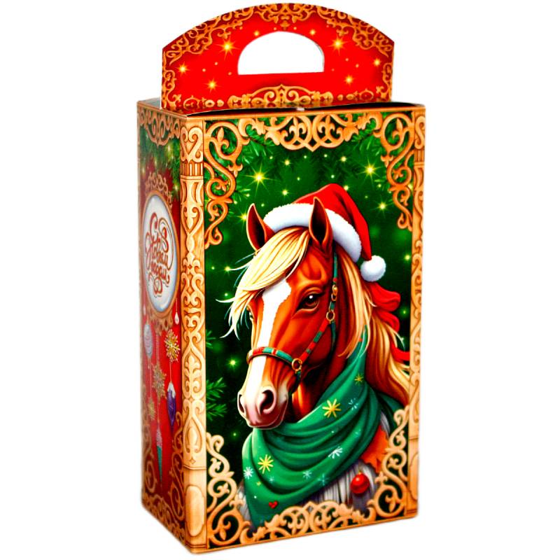 Сладкий новогодний подарок в картонной упаковке весом 1500 грамм