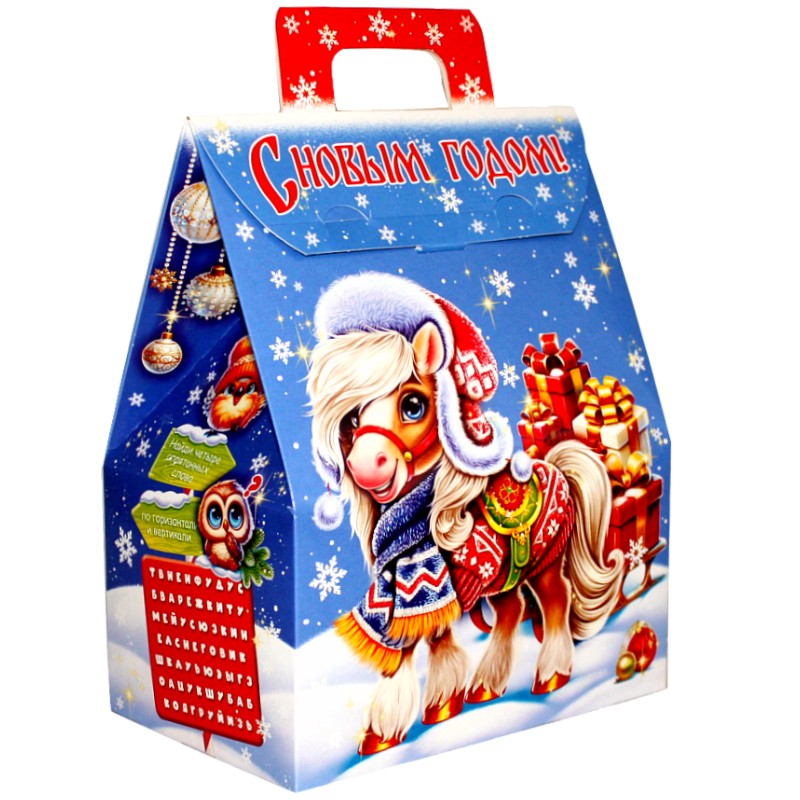 Сладкий подарок на Новый Год в картонной упаковке весом 950 грамм